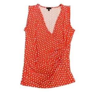 TALBOTS Orange Polkadot Cross Sleeveless Top, Size Petite Small